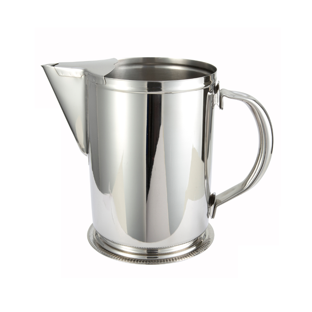 Winco 64 Oz Stainless Steel Water Pitcher with Ice Guard - Perfect for Refrigerator, Kitchen, Office & Outdoor Use