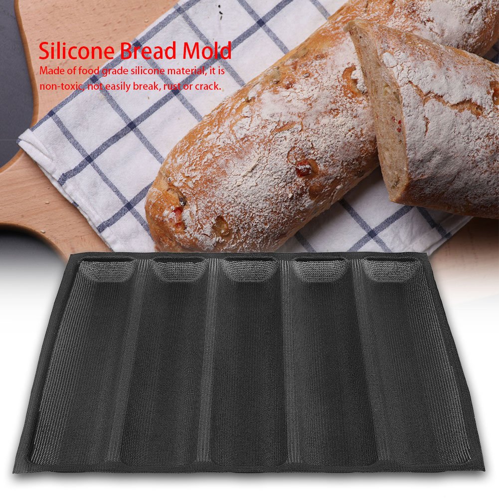 Yosoo French Bread Silicone Baking Pan - Reusable Up to 3000 Times, Non-Stick Subway Bread Tray for Frozen Dough & Whole Wheat Bread - Perfect for Home Baking, Restaurant Use, and Meal Prep