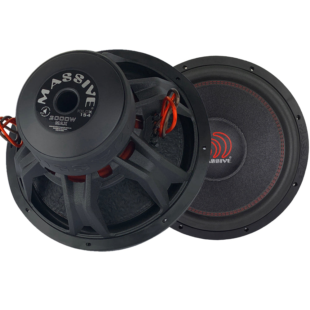 KILOX154 15-Inch 1000 Watts RMS Dual 4 Ohm 3 Voice Coil Car Subwoofer - Powerful Bass for Car Audio Systems & Home Theater