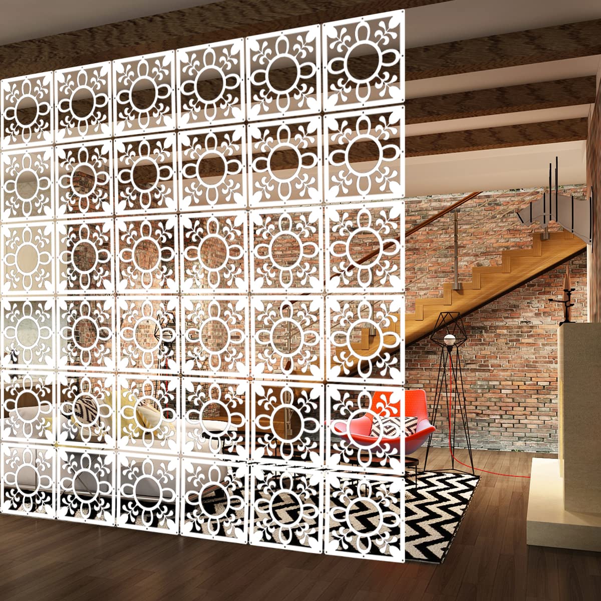 PKEPJ 10-Piece Hanging Room Divider Panels - Safety Privacy Screen for Living Room, Bedroom, Office & Home Decor (White) | Perfect for Open Spaces, Studio Apartments & Room Partitioning