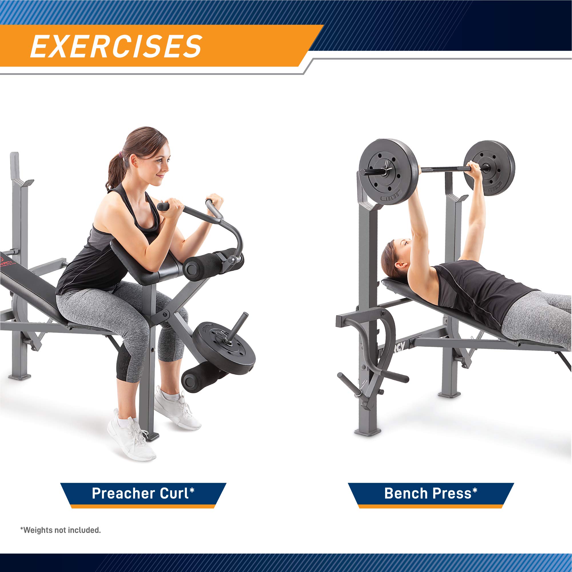 Marcy MD-389 Weight Bench - Adjustable Incline, Leg Developer & Butterfly Arms for Home Gym Workouts
