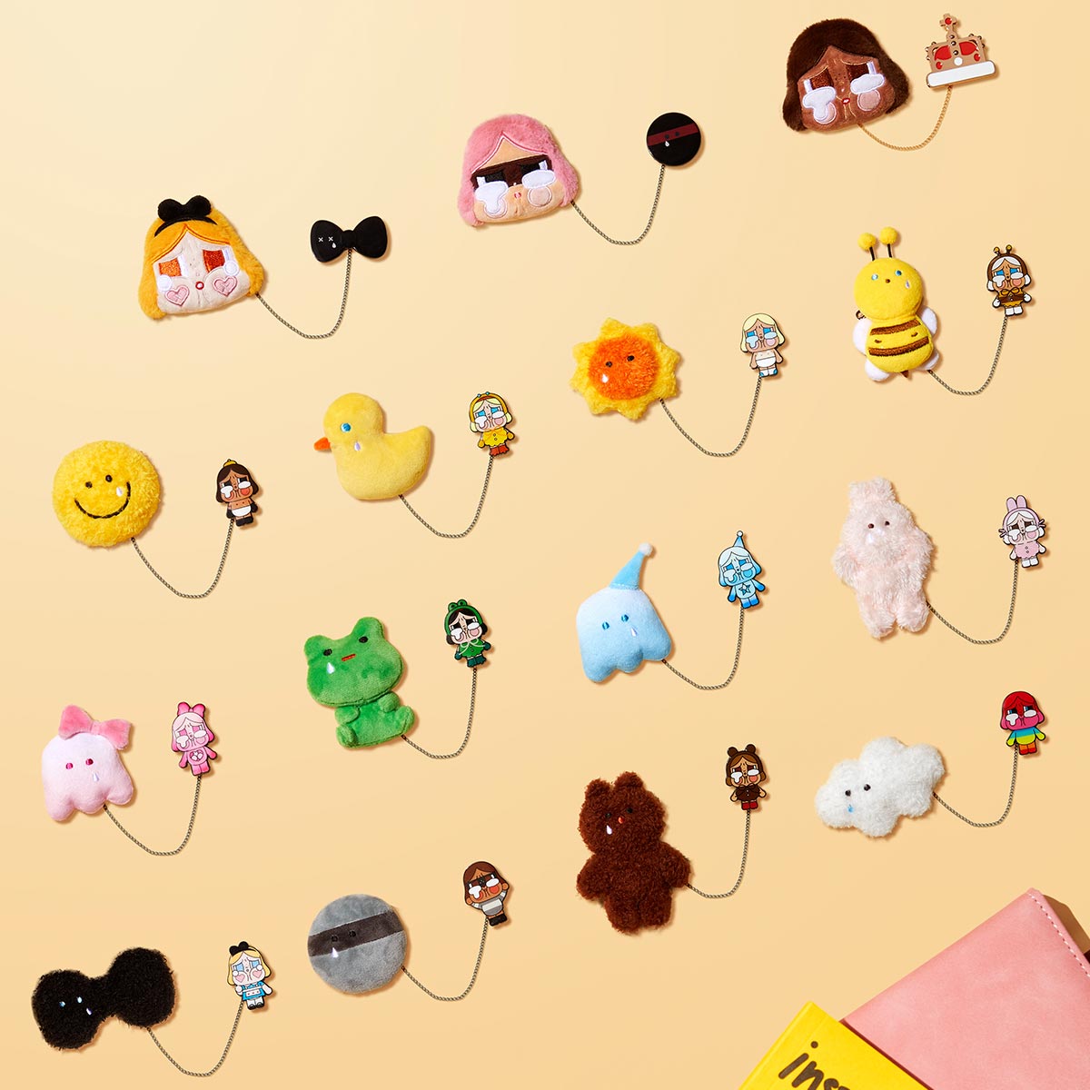 CryBaby Crying Again Series Plush Badge Display Set (12 pcs) - Cute Collectible Pins for Backpacks, Jackets & Denim - Perfect for Anime Fans & Kawaii Fashion Accessories
