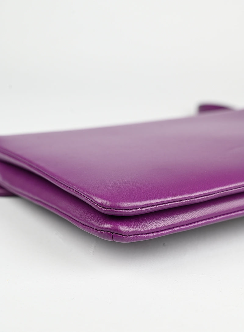 Valentino Leather Clutch Bag with Roman Studs in Purple - Perfect for Evening Parties & Special Occasions