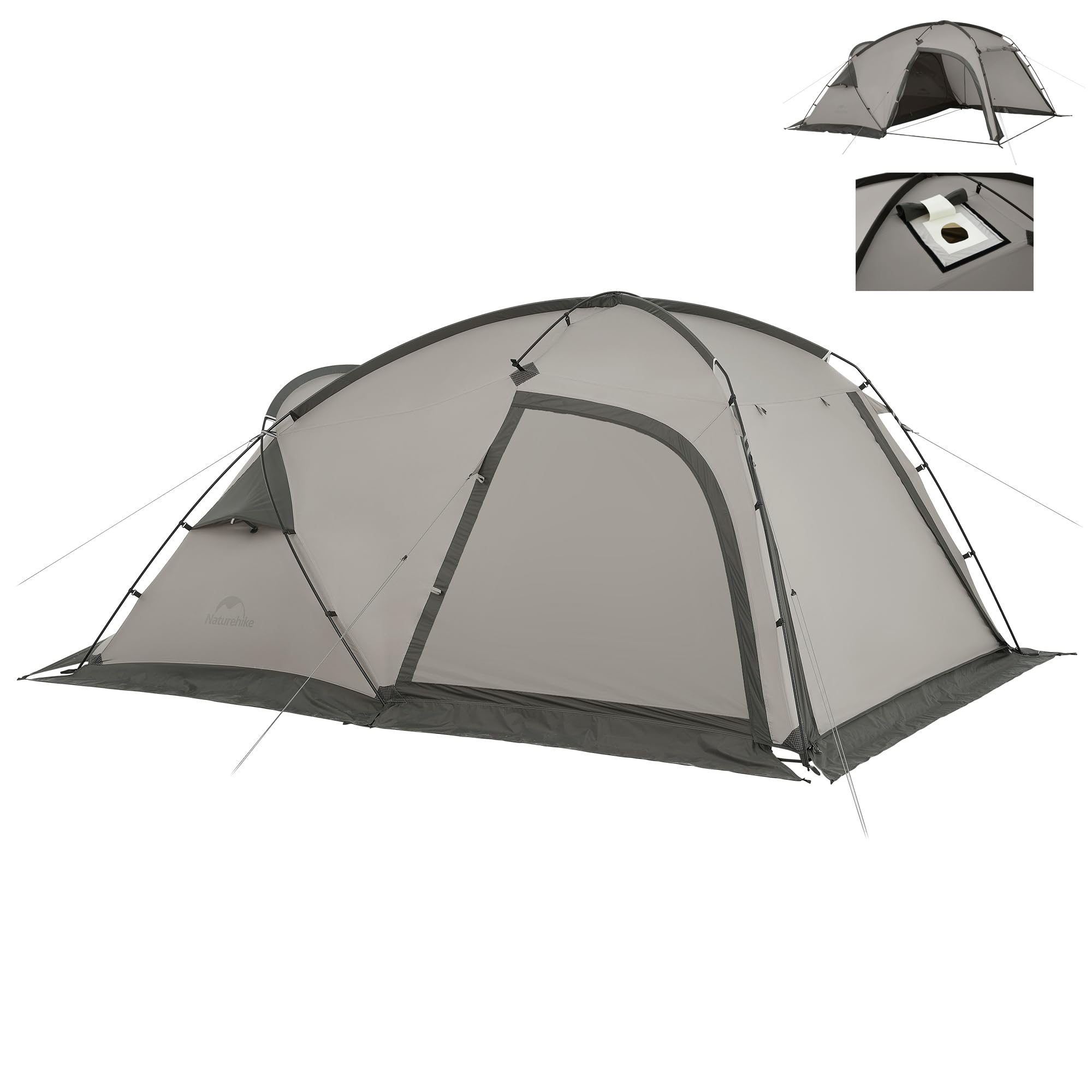 Naturehike Massif 4-Season Hot Tent with Stove Jack - Waterproof & Windproof Winter Camping Tent for 1/2/4 Persons - UPF50+ Sun Protection with Room & Hall Design - Perfect for Family Camping, Hunting Trips & Winter Outdoor Adventures