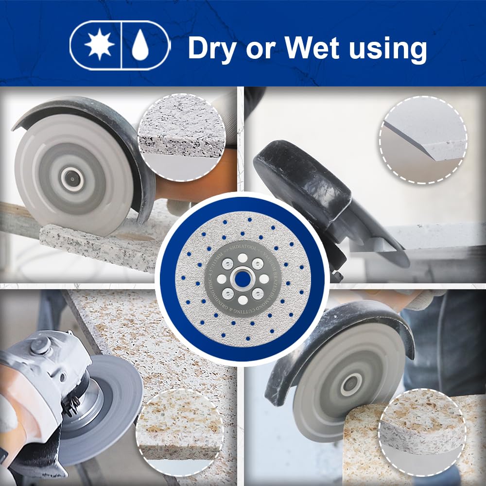 5 Inch Diamond Cutting Wheel for Granite, Marble, Quartz - Fast Cutting & Grinding Disc for Angle Grinder with 5/8-11 Thread (125mm) - Perfect for Countertop Installation, Tile Work & Stone Shaping