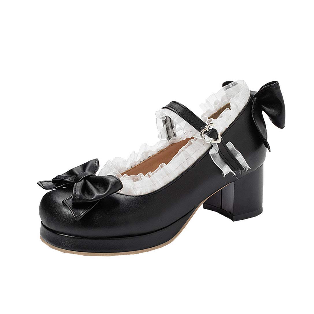 Alsoloveu Women's Lolita Platform Mary Jane Shoes - Chunky Heel Ankle Strap Round Toe Sweet Dress Shoes for Cosplay, Tea Parties & Vintage Fashion