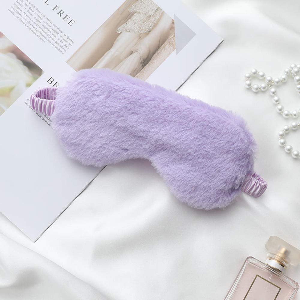 RAYNAG 4 Pack Soft Plush Sleep Mask - Comfortable Blindfold Eye Cover for Sleeping, Travel & Relaxation - Cozy Fluffy Furry Design with Silky Fabric Backing - Perfect Gift for Sleepovers, Birthdays & Party Favors (Purple) - Ideal for Night Use, Airplane Travel & Nap Time