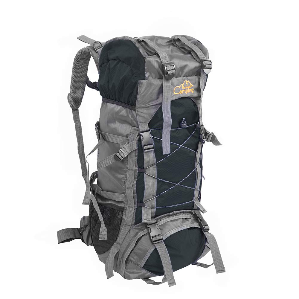 55L Waterproof Hiking Backpack for Outdoor Camping & Travel - Lightweight Durable Black Backpack for Men & Women - Perfect for Trekking, Backpacking & Adventure Trips
