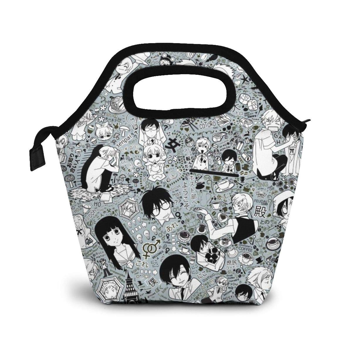 Reusable Portable Ouran High School Host Club Anime Insulated Lunch Bag - Cute Anime Lunch Tote for Women & Boys - Perfect for School, Work, Picnics & Cosplay Events