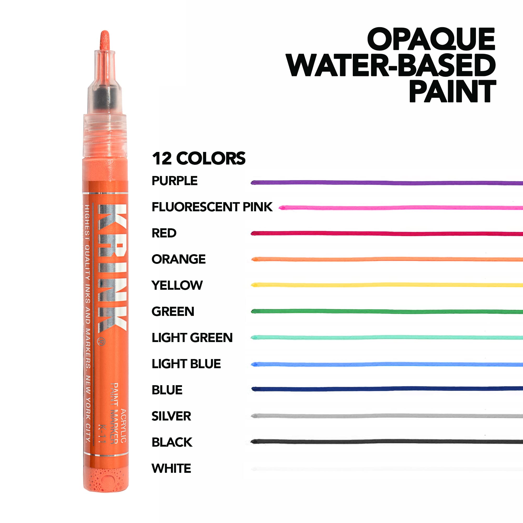 Krink K-11 Orange Paint Marker - Vibrant Opaque Acrylic Art Marker for Graffiti, Canvas, Plastic & Paper - Perfect for Artists, DIY Crafts & Street Art Projects