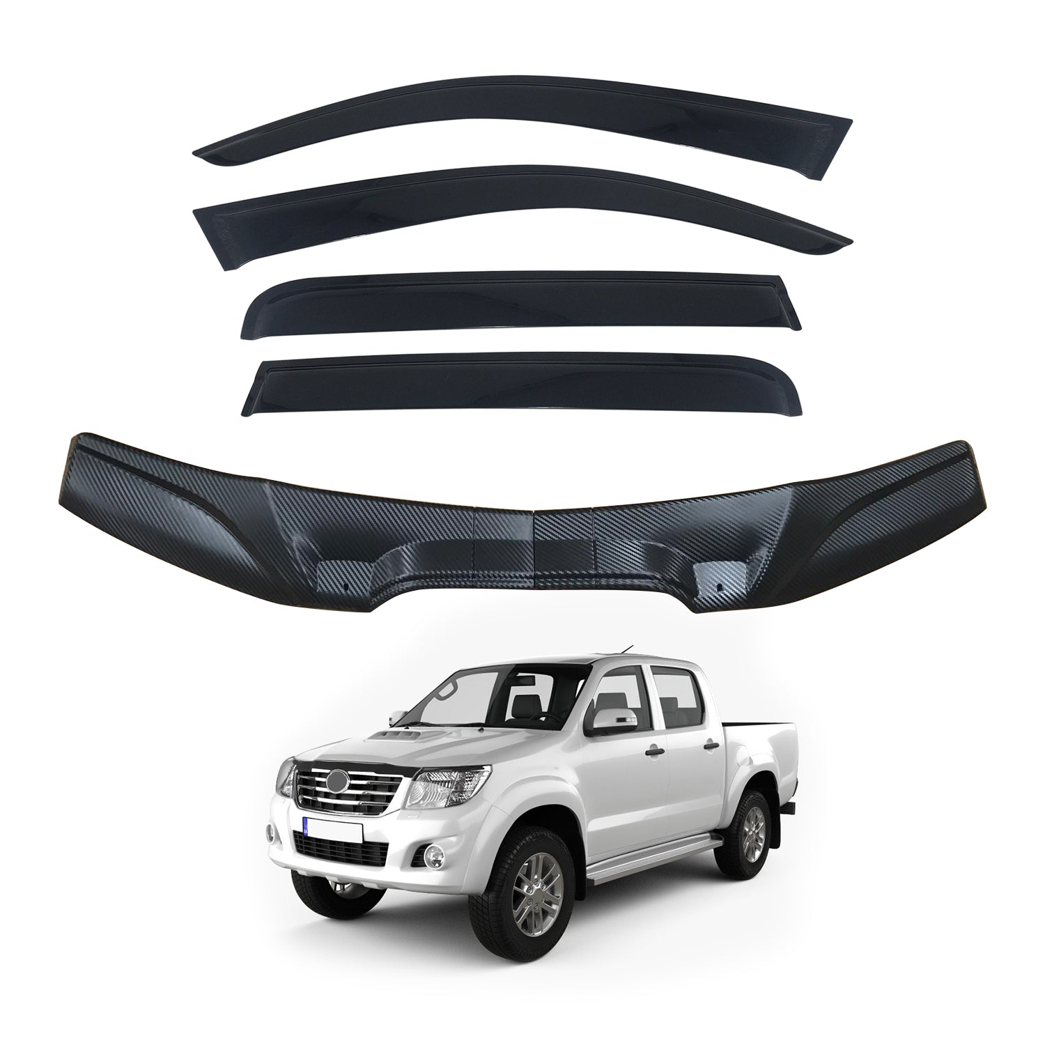 Weather Shields & Bonnet Protector for Toyota Hilux Dual Cab 2011-2015 - Durable Injection Molded Protection Against Rain, Sun & Debris - Perfect for Off-Road Adventures & Daily Commutes