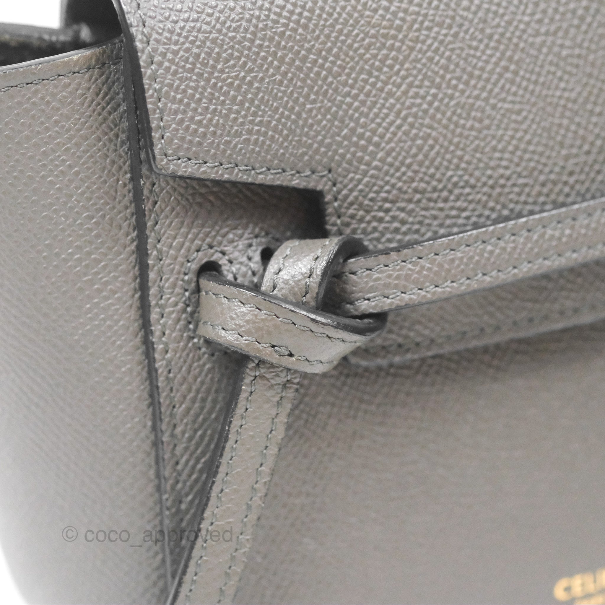 Celine Pico Belt Bag in Grey Grained Calfskin with Gold Hardware - Luxury Crossbody Bag for Women, Perfect for Everyday Use & Special Occasions
