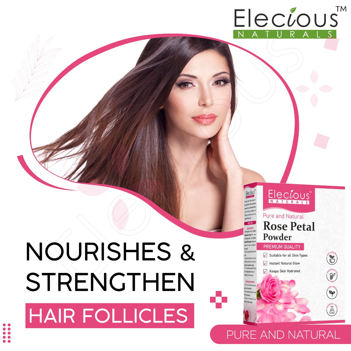 Pure Rose Petals Powder for Face, Skin & Hair Care - 200g | All-Natural, Chemical-Free, Non-GMO, No Artificial Colors | DIY Beauty, Aromatherapy & Spa Treatments