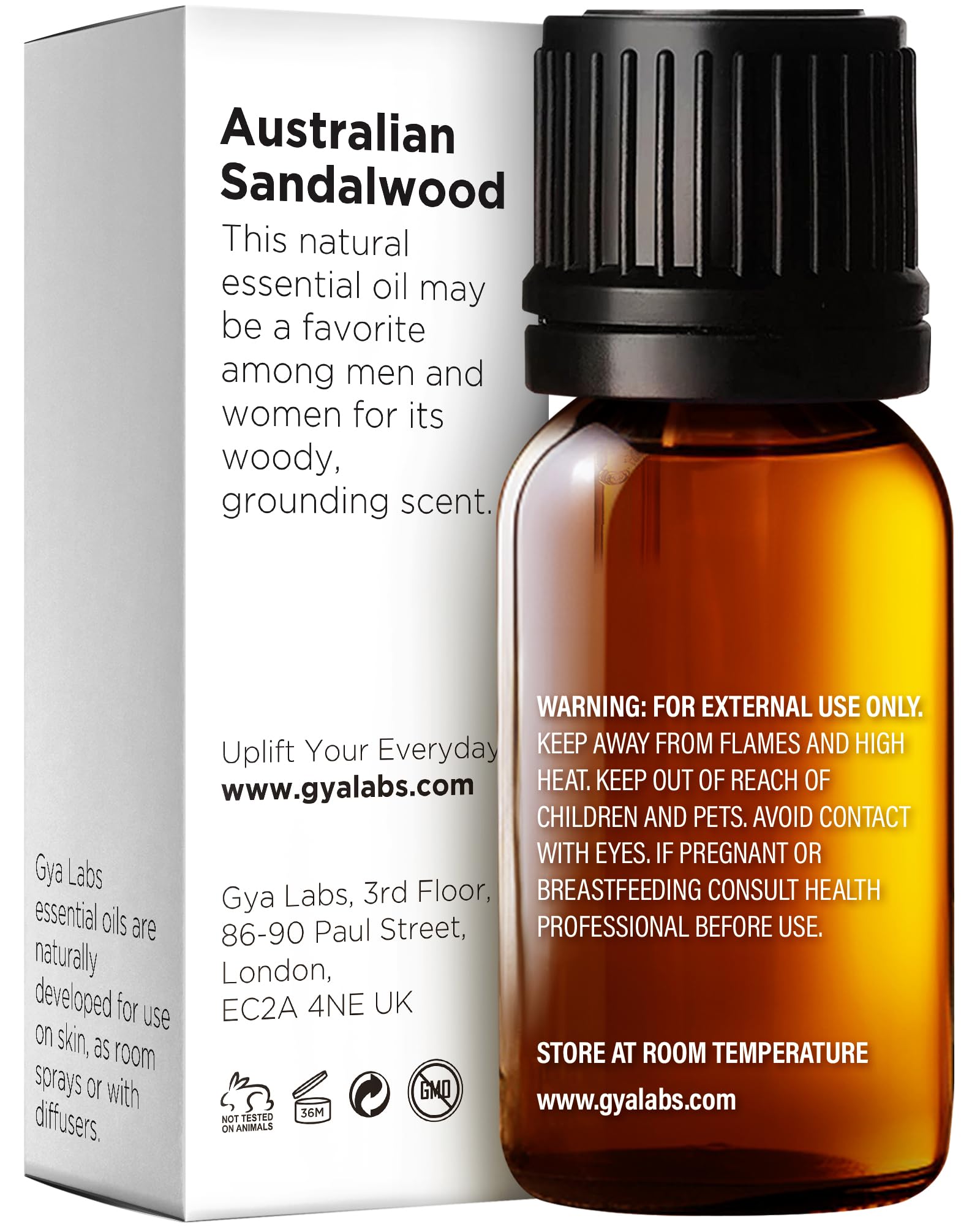 Gya Labs 100% Pure Australian Sandalwood Essential Oil - 0.34 Fl Oz Natural Aromatherapy Oil for Skin, Hair & Diffusers - Warm Woodsy Scent for Relaxation, Meditation & Candle Making