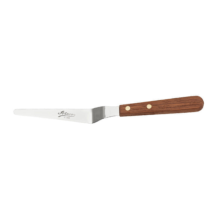 Ateco 1383 Offset Pastry Spatula with Wooden Handle - 4 Inch Stainless Steel Baking Tool for Cake Decorating, Icing, Fondant & Cookie Dough - Perfect for Home Bakers & Professional Chefs