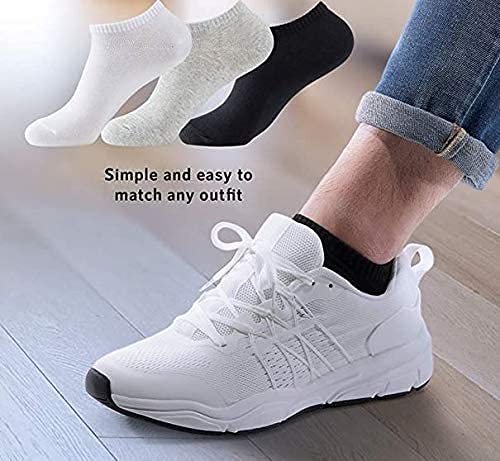 100 Pack Men's Ankle Socks - Size 10-13 Cotton Crew Socks in White & Black - Bulk Pack for Hiking, Running & Daily Wear - Breathable Comfort Socks for Workout & Casual Use