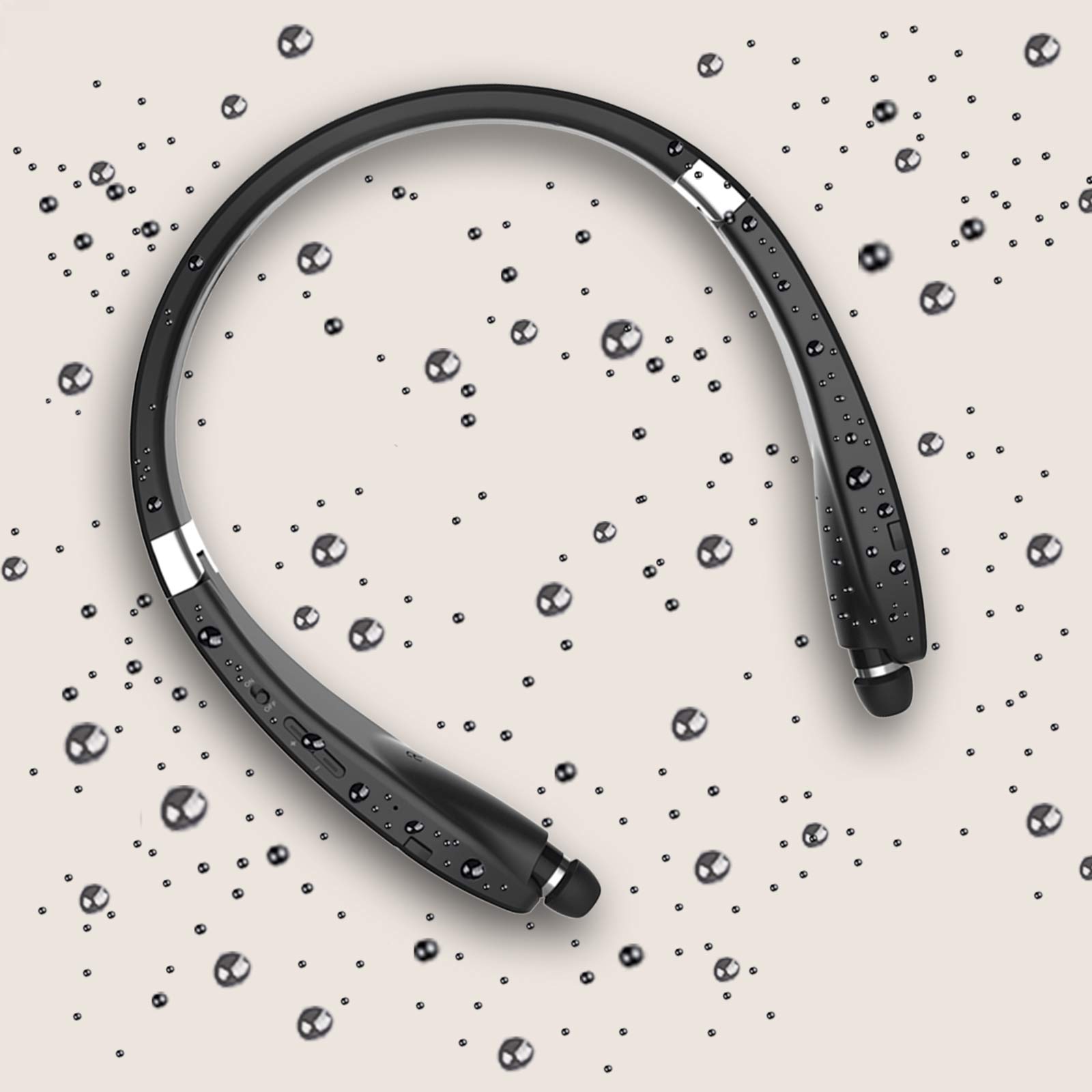 Beartwo Foldable Bluetooth Headphones - Lightweight Wireless Neckband Headset with Noise Cancelling for Running, Gym & Sports | Retractable Design with Carry Case | Perfect for Workouts, Commuting & Travel