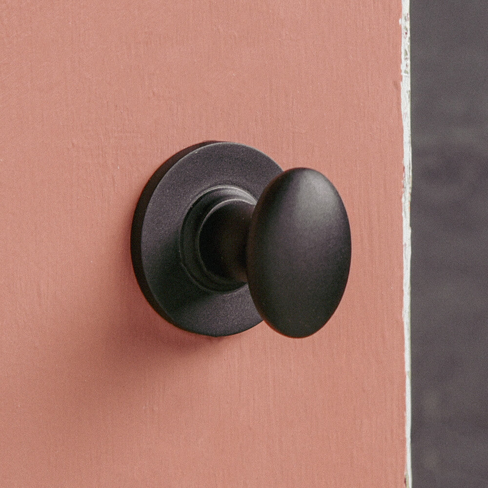 Zero Black Oval Bathroom Thumbturn Lock - Durable Privacy Door Knob for Bathroom, Bedroom & Closet - Easy Installation & Smooth Operation
