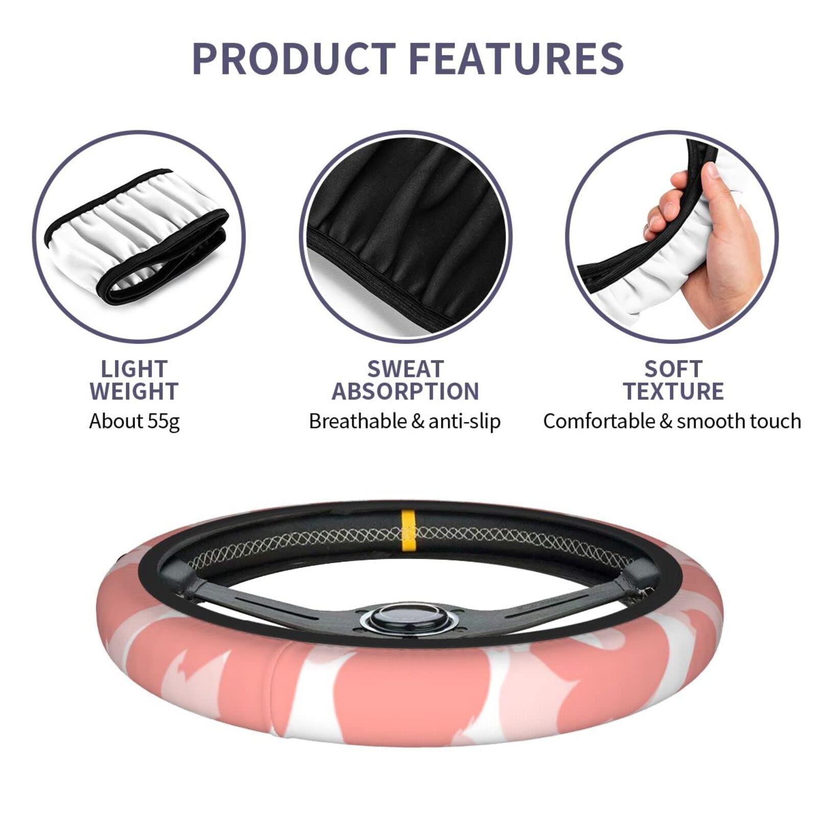 Pink Leopard Print Steering Wheel Cover - Universal 15 Inch Cheetah Pattern Neoprene Car Wheel Protector - Cute Automotive Accessory for Women - Perfect for Daily Commute & Road Trips