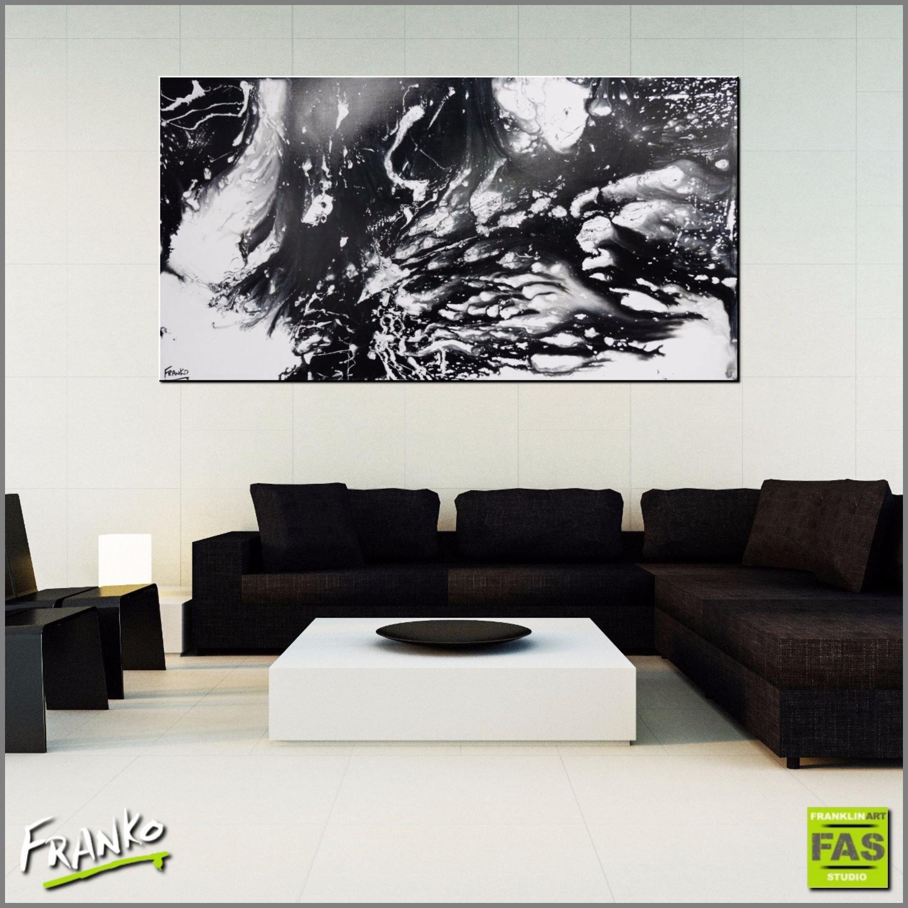Black and White Abstract Marble Painting - 190cm x 100cm Modern Canvas Wall Art for Living Room, Bedroom & Office Decor
