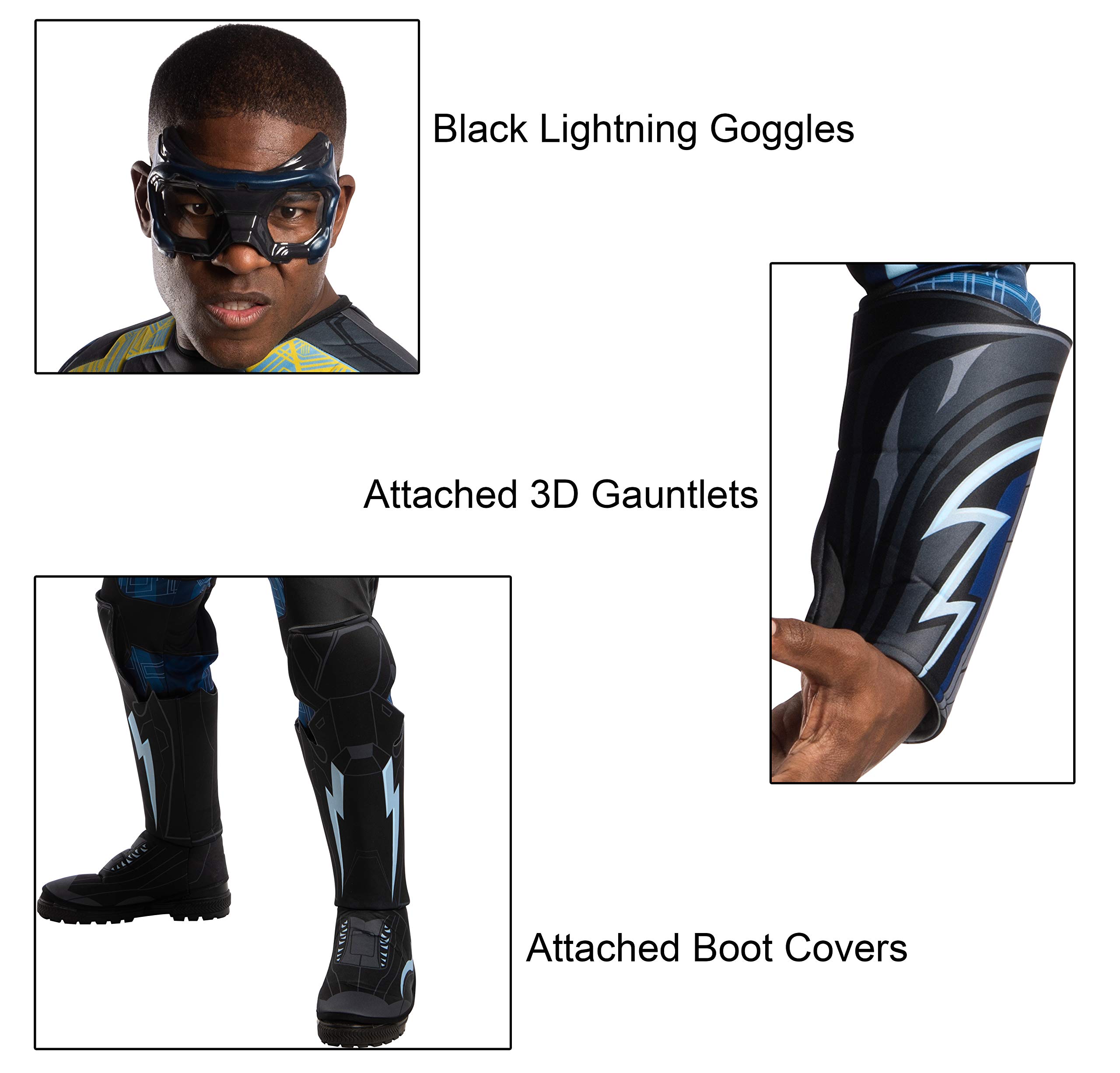 DC Comics Black Lightning Deluxe Adult Costume for Men - X-Large Size, Superhero Cosplay, Halloween Party, Comic-Con Dress Up
