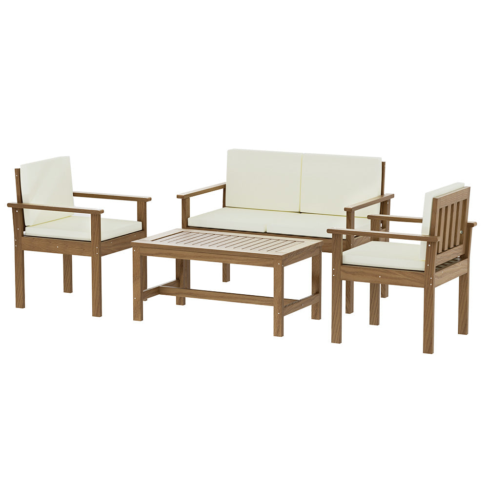 4-Seater Acacia Wood Patio Lounge Set - Outdoor Garden Furniture for Poolside, Deck, Backyard Relaxation