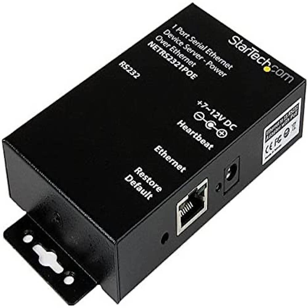 StarTech.com 1 Port RS232 Serial to Ethernet Device Server - PoE Powered (Power Over Ethernet) - Serial over IP Adapter for Remote Access - Ideal for Industrial Automation, POS Systems & Data Centers (NETRS2321POE)