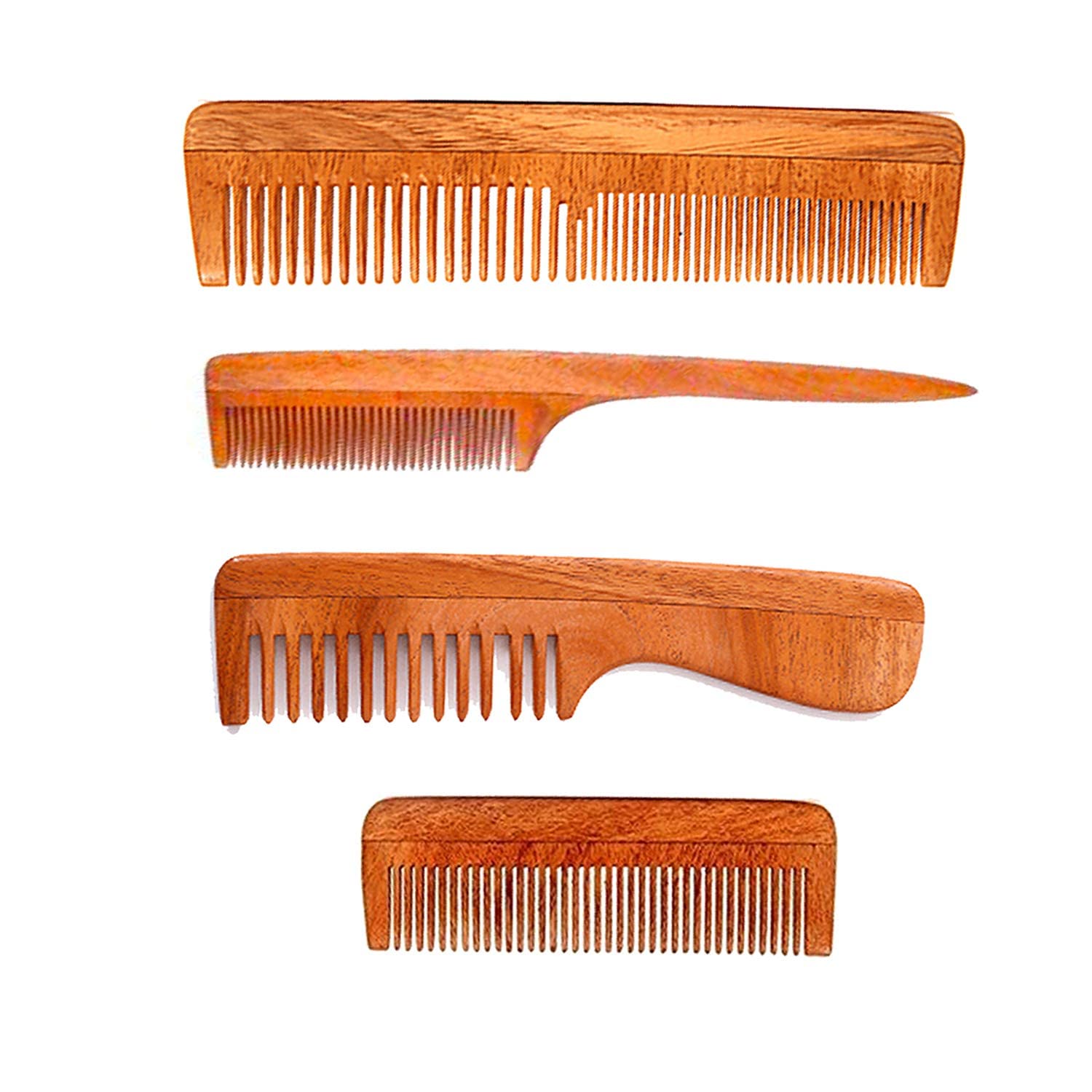 Smallneeds Neem Wooden Comb Set of 3 - Anti Dandruff Hair Brush for Women & Men | Natural Ayurvedic Scalp Massager for Healthy Hair Growth | Perfect for Daily Grooming, Travel & Salon Use