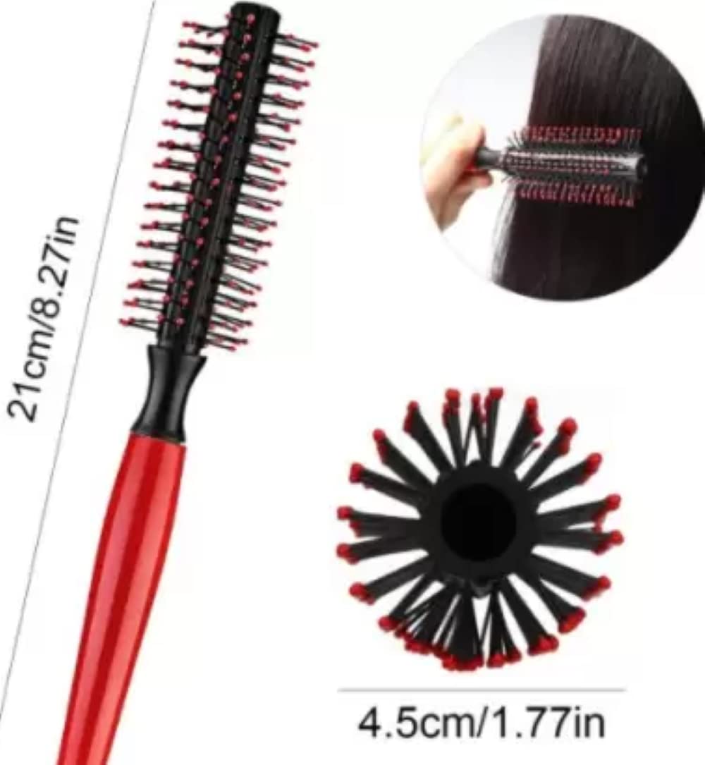 Feelhigh Red Plastic Hair Styling Brush with Nylon Bristles - Scalp Massage Brush & Barber Comb for Men Women - Perfect for Salon, Home Hair Care & Styling