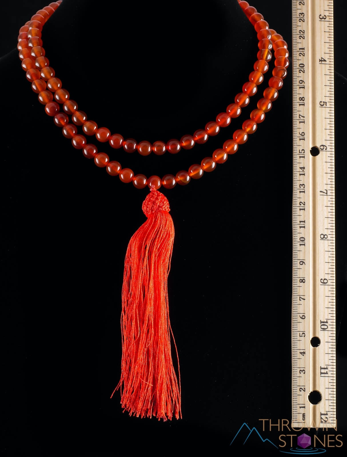 Healing Carnelian Crystal Mala Beaded Necklace - Handmade Gemstone Jewelry for Meditation, Yoga & Spiritual Balance - E0119