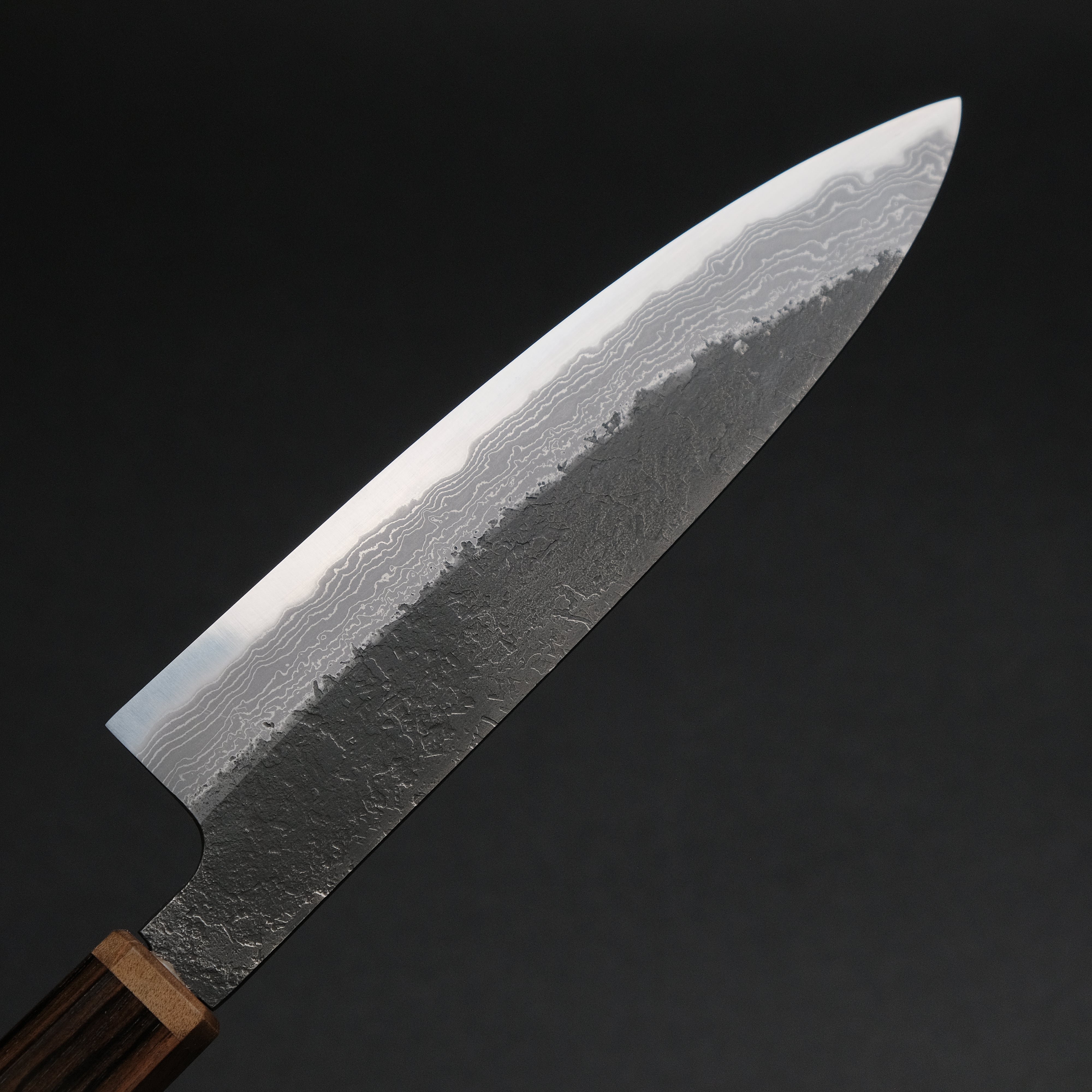 Ajikataya White #2 Nashiji Damascus Petty Knife 150mm - Ebony & Stabilized Wood Handle (#61) - Perfect for Slicing, Peeling & Precision Kitchen Tasks