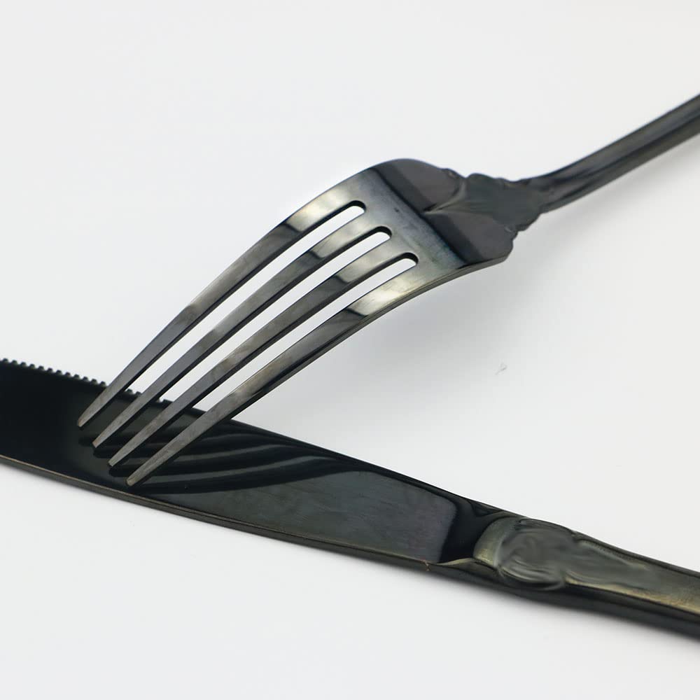 JASHII Retro Palace Coffee Spoon Flatware Set - 6-Piece Unique Stainless Steel Cutlery for Kitchen, Dining & Bar | Dishwasher Safe Shiny Black Tableware | Perfect for Coffee Shops, Restaurants & Home Entertaining