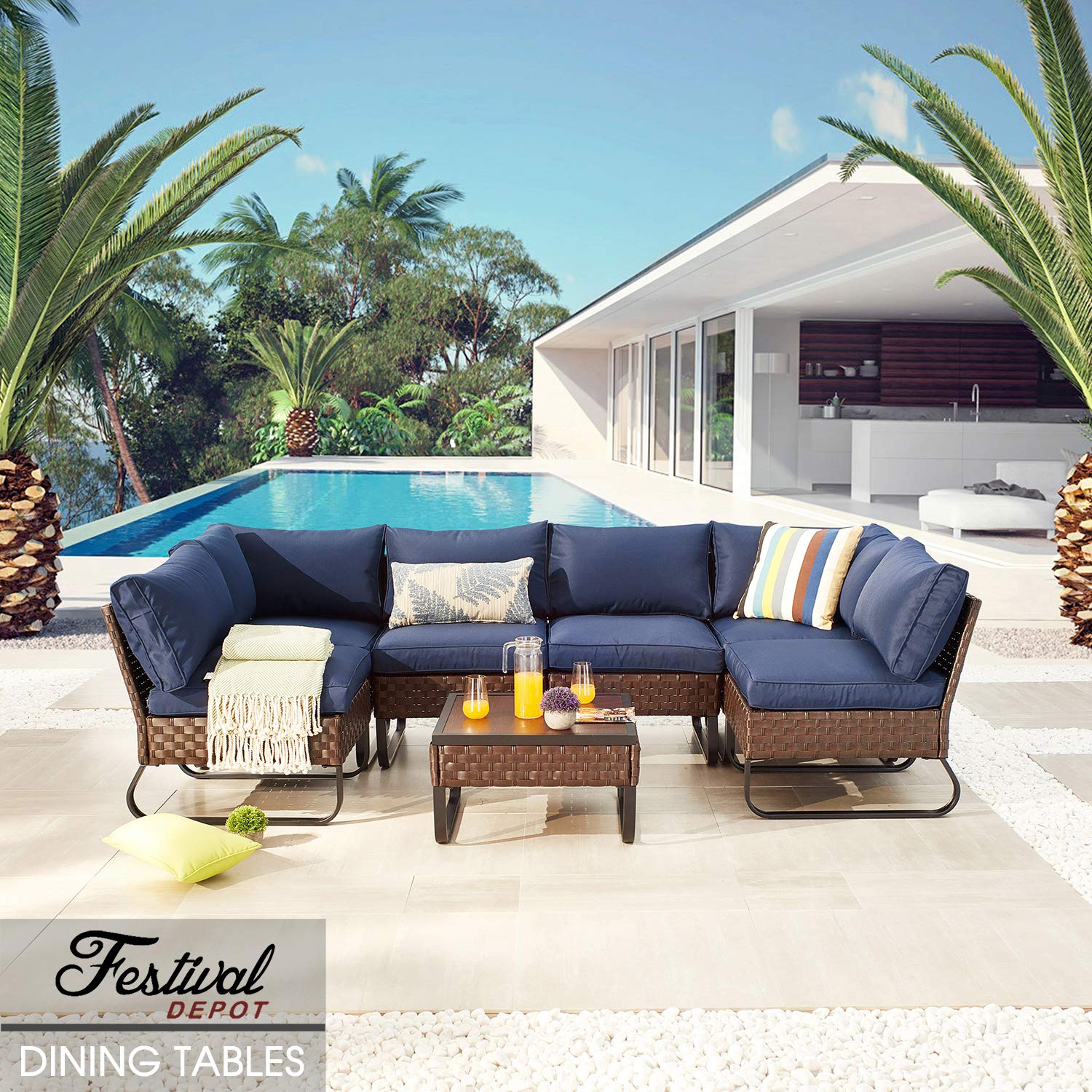 Premium Outdoor Wicker Rattan Armless Section Chairs with Deep Cushions & U-Shaped Steel Legs - All-Weather Patio Dining Furniture for Garden, Poolside, and Backyard Relaxation | Perfect for Outdoor Entertaining, Lounging, and Alfresco Dining