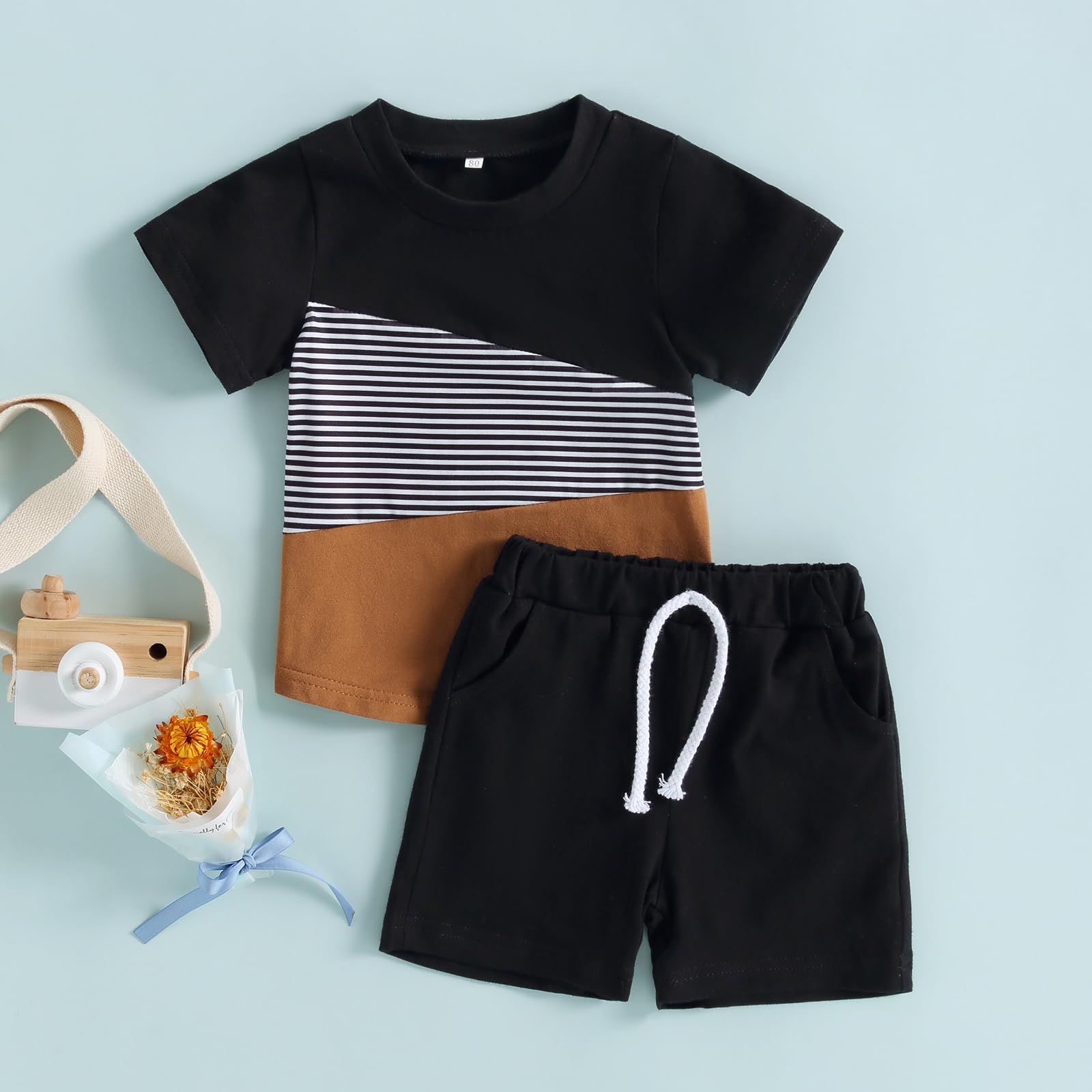 **Boys' Summer Outfits - 2-Piece Short Sleeve T-Shirt & Shorts Set for Toddlers | Casual Playwear, Beach & Outdoor Activities**