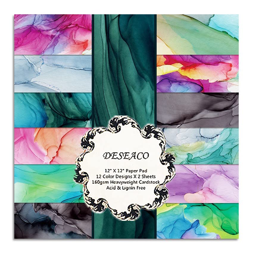 12×12 Watercolor Scrapbook Paper Pad - 24 Sheets Single-Sided Decoupage Paper for Cardmaking, Scrapbooking & Envelope Making - Assorted Vintage Patterns & Colors - Perfect for DIY Crafts, Gift Wrapping & Home Decor