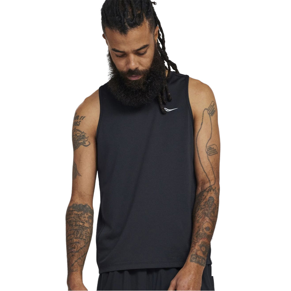 Men's Saucony Stopwatch Running Singlet - Lightweight Performance Top for Marathon & Track Training