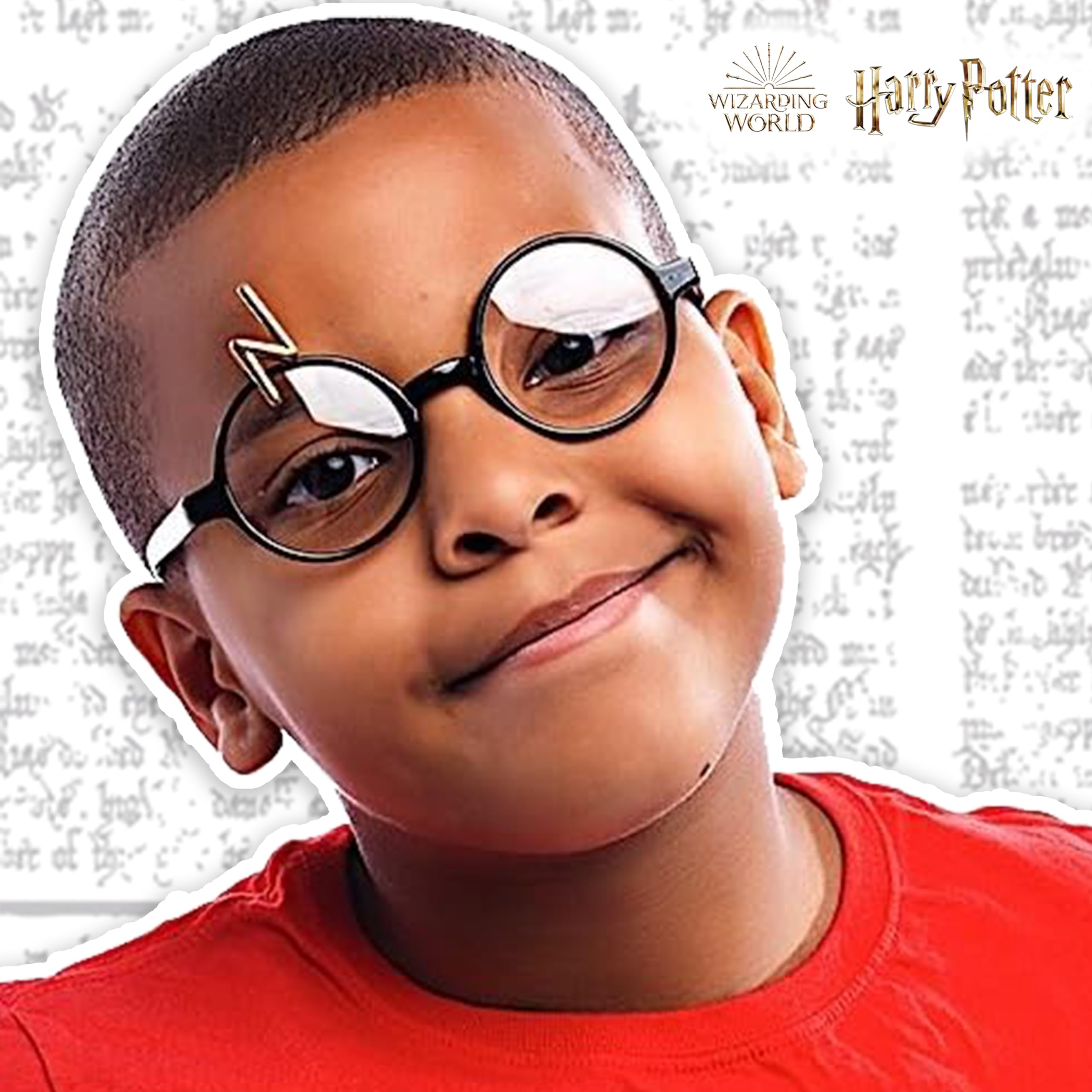 Official Harry Potter Glasses for Kids - Wizarding World Costume Accessory with Black Frames & Lightning Bolt Scar | One Size Fits Most | Perfect for Halloween, Cosplay, and Themed Birthday Parties