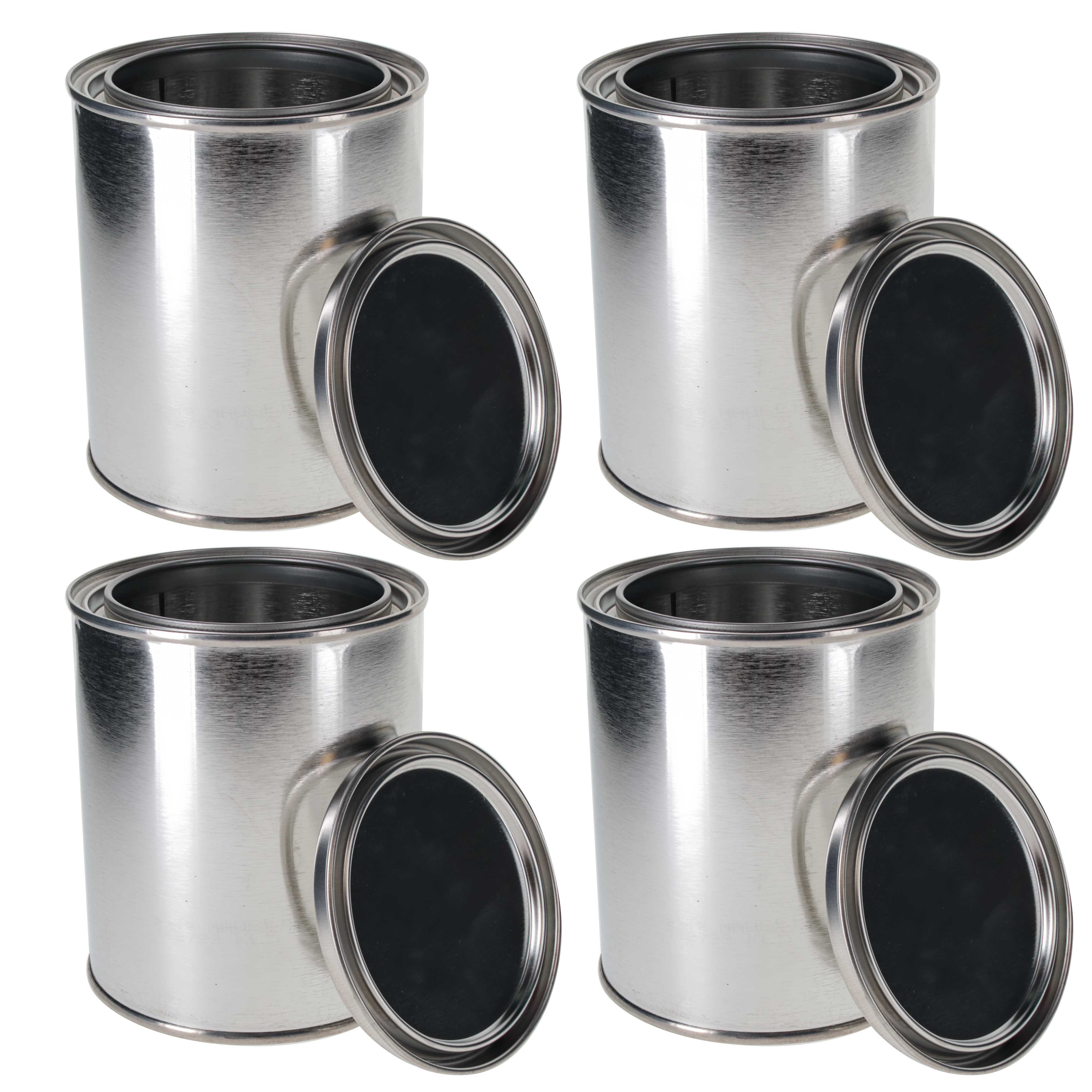 1 Pint (16 oz) Empty Metal Paint Can with Triple Tight Seal Lid - Pack of 4 | Unlined Steel Storage Container for Oil-Based Paint, Art Supplies, Crafts & DIY Projects | Perfect for Artists, Hobbyists & Home Improvement