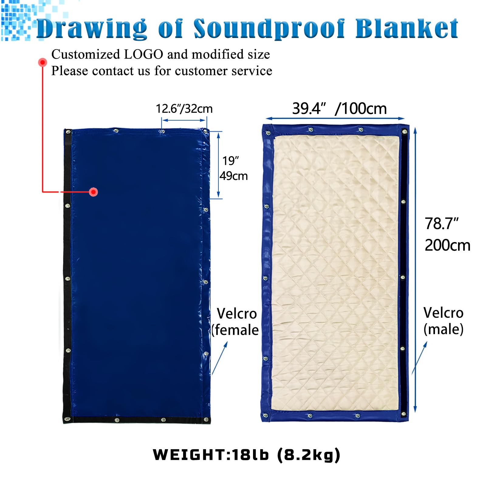 Soundproof Blanket - 39.3”x78.7” Noise Reduction Privacy Screen for Construction, Outdoor & Indoor Use - Acoustic Insulation Barrier for Studios, Offices & Home Theaters (Blue, 1 Pack)