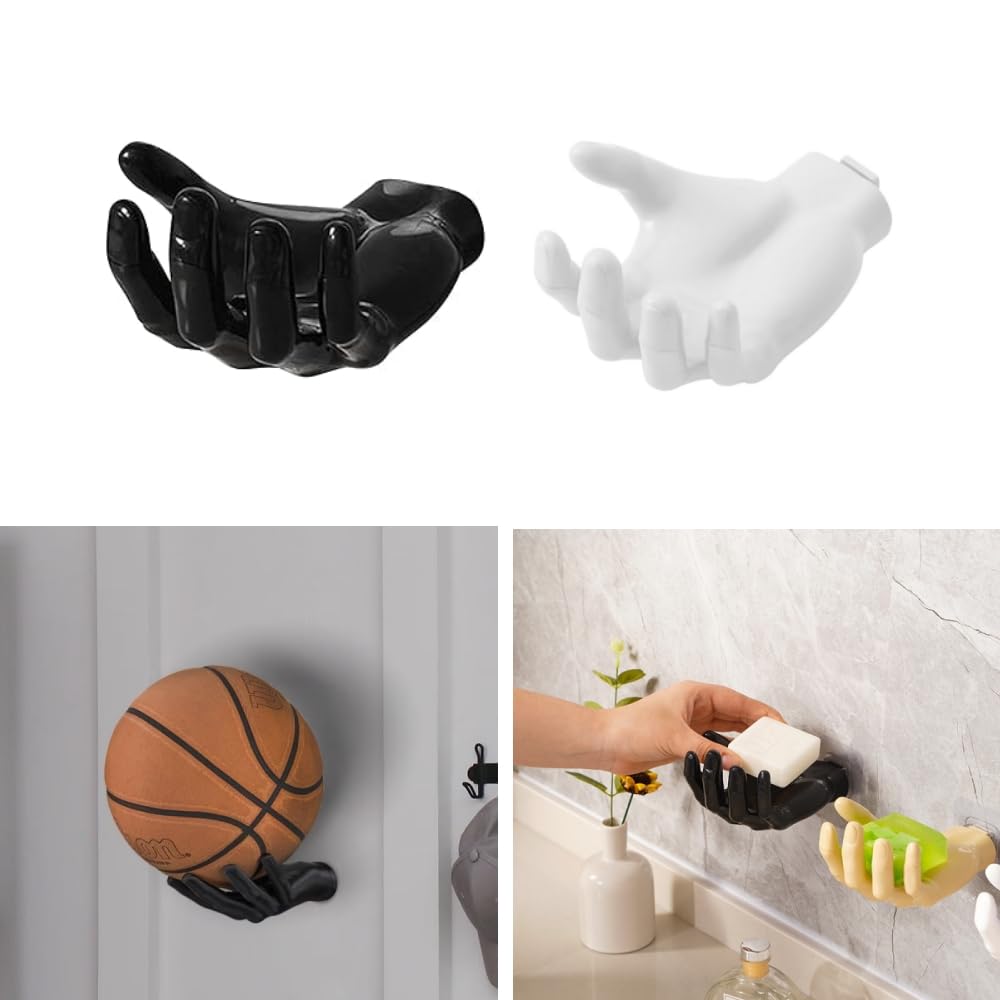 Changyeah Wall Mounted Ball Holder - Multi-Function Sports Ball Storage for Basketball, Soccer, Exercise Balls | Key & Small Item Organizer | Perfect for Garage, Gym & Kids' Room Organization