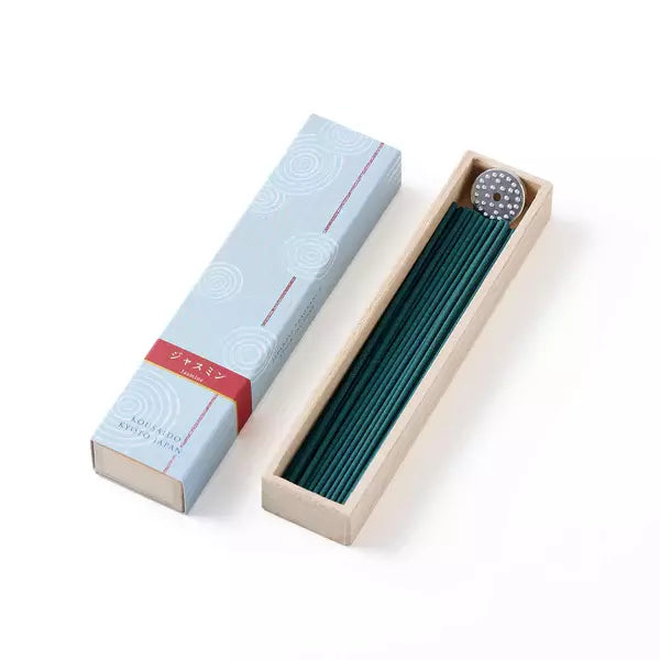 Premium Kousaido Jasmine Incense Sticks with Wooden Holder - 40 Count Set for Meditation, Yoga & Relaxation | Aromatherapy Gift Box for Home & Spa