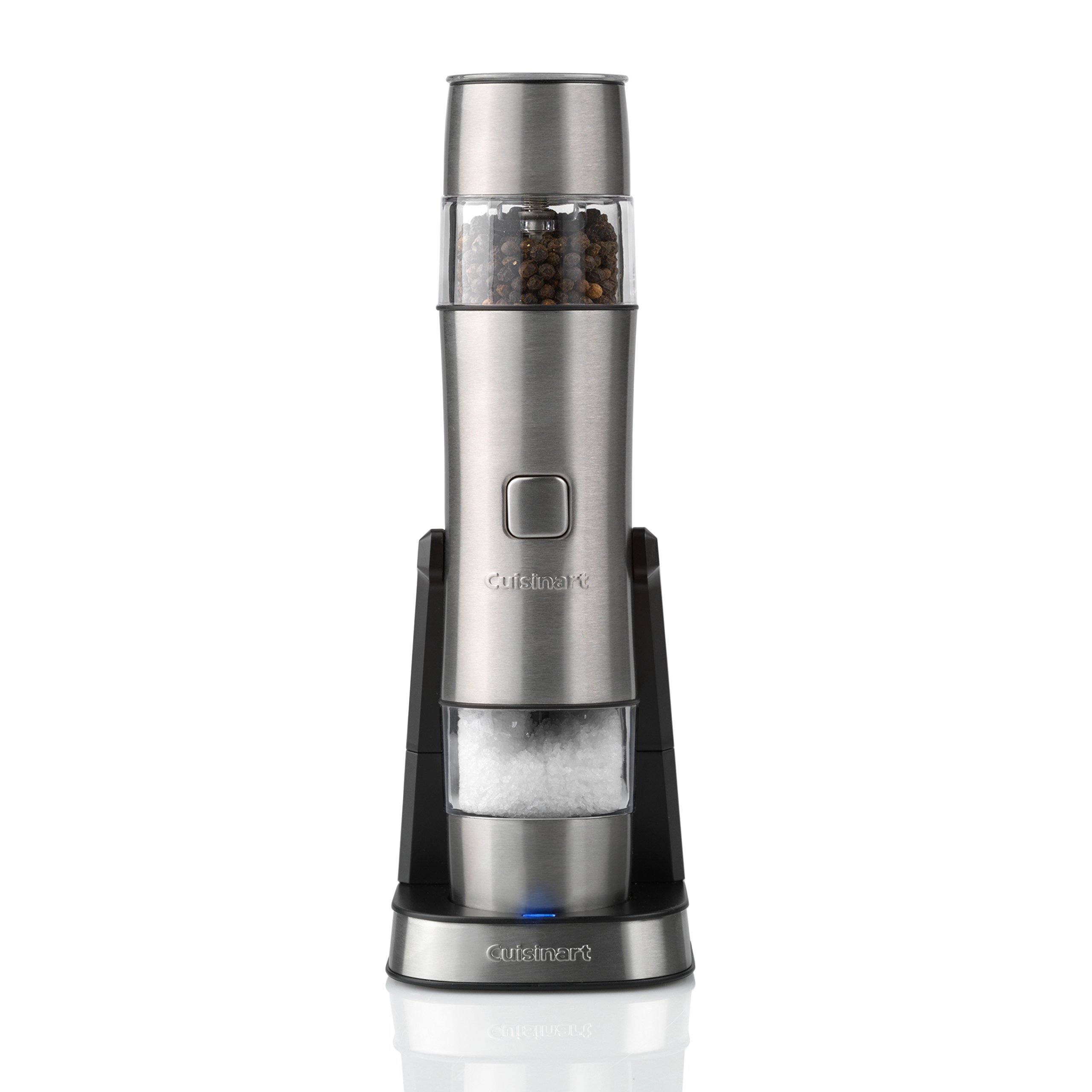 Premium Cuisinart Rechargeable Electric Salt and Pepper Grinder Set - Battery-Free Seasoning Mill with Adjustable Coarseness, 20-Min Fast Charge & Measuring Cap - 3-Year Warranty (Silver) - Perfect for Kitchens, Restaurants, and Gourmet Cooking