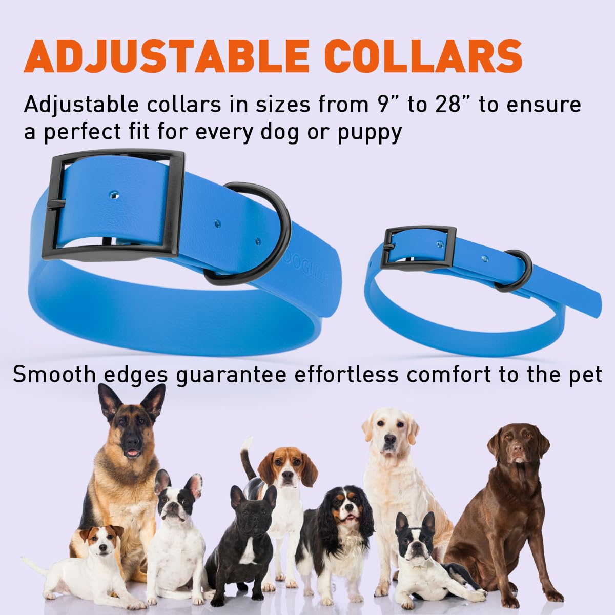 Waterproof Biothane Dog Collar - Durable Coated Nylon Webbing with Black Hardware | Odor-Proof, Easy Clean | Fits Small, Medium & Large Dogs | Cerulean Blue | Perfect for Outdoor Adventures, Swimming & Daily Walks