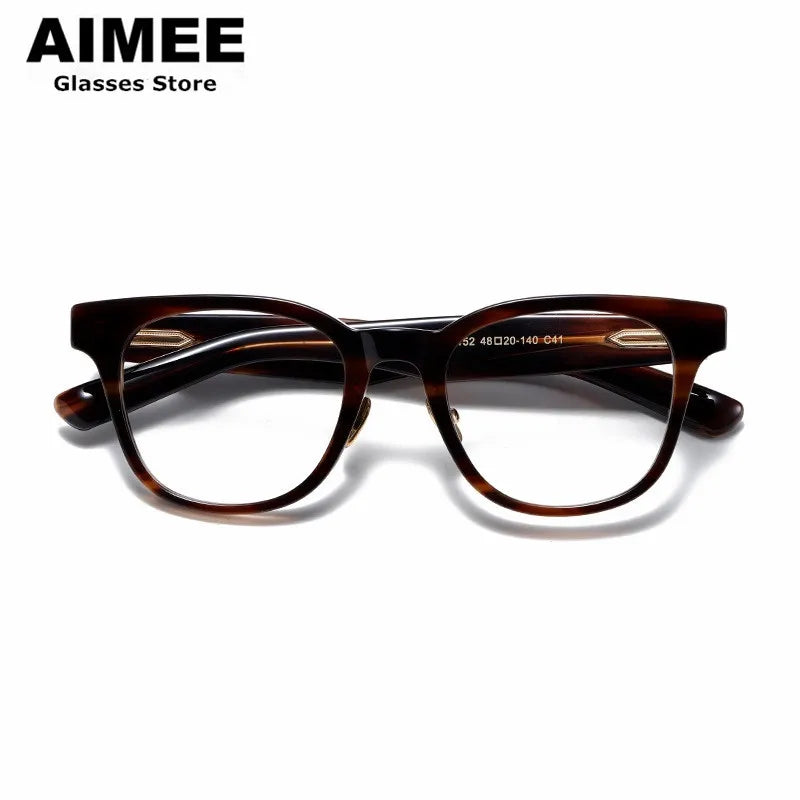 Stylish Aimee Unisex Full Rim Square Titanium Acetate Eyeglasses Frame 14152 - Lightweight & Durable for Work, Reading & Everyday Wear