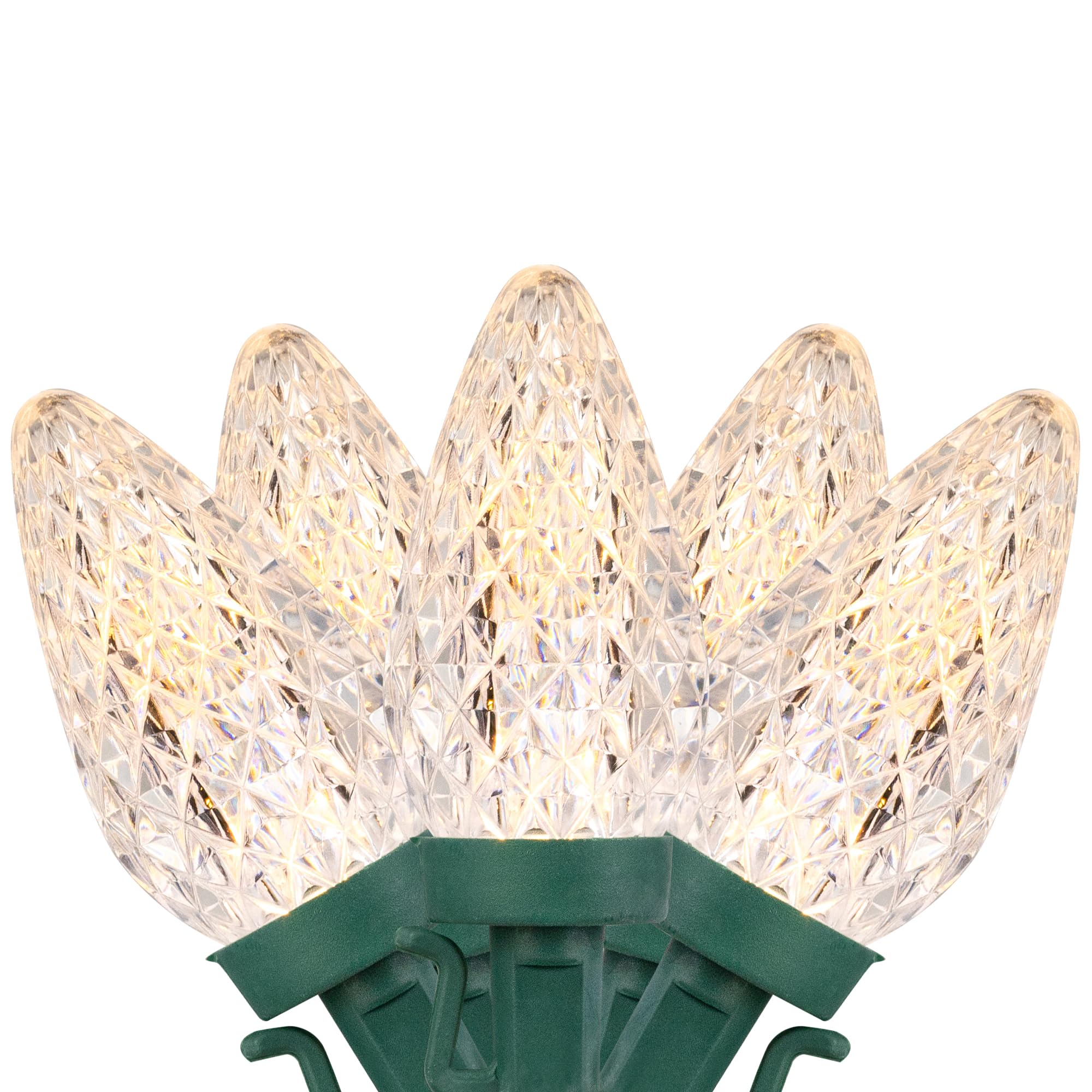 Northlight LED C7 Faceted Christmas Lights - Warm White - 20.25' Green Wire - 50 Count - Perfect for Indoor/Outdoor Holiday Decorations, Christmas Trees, and Home Lighting