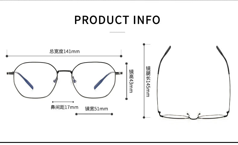 Stylish Unisex Black Titanium Polygon Full Rim Eyeglasses 81033 - Perfect for Work, Reading & Fashion Accessories