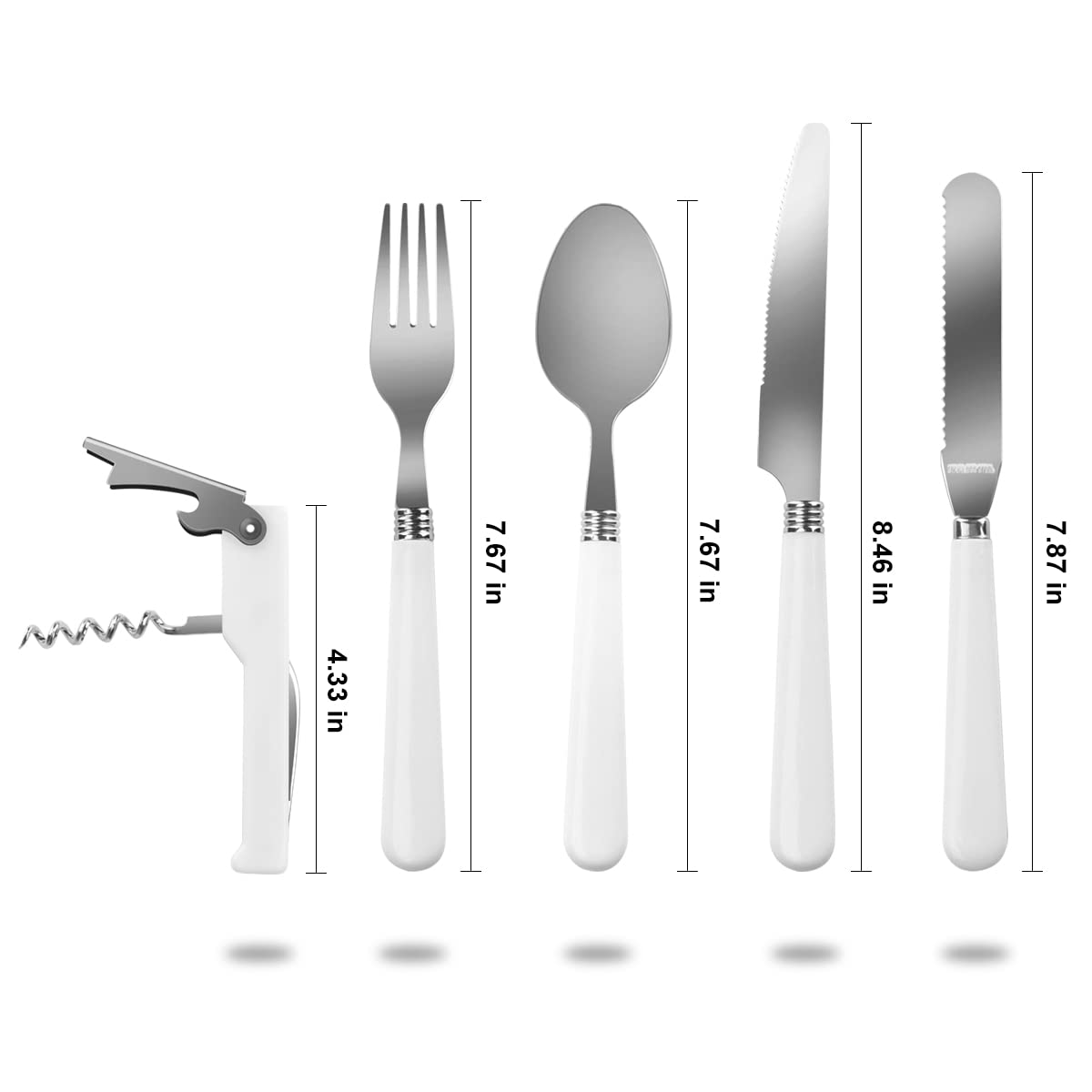 **4-Person Camping Kitchen Utensil Set - 24pcs Stainless Steel Dinnerware with Plates, Spoons, Knives, Forks & Wine Opener | Portable Cutlery Organizer for Outdoor Picnics, Hiking & Backpacking Trips**