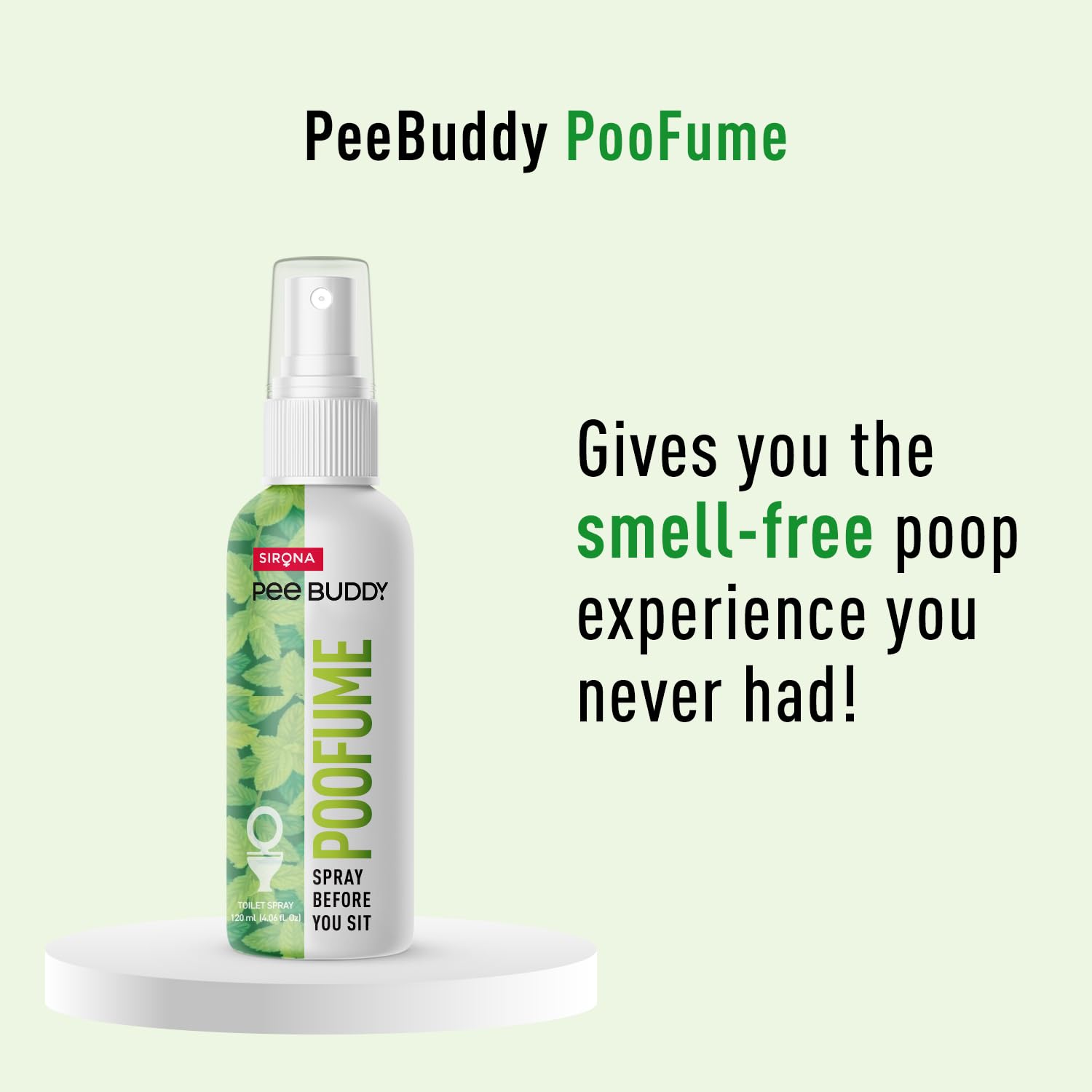 PEE BUDDY PooFume Toilet Seat Sanitizer Spray - 120ml Mint Scent | Alcohol-Free & Aerosol-Free Toilet Spray | Eliminates Odors & Germs | Safe for Sensitive Skin | Perfect for Travel, Public Restrooms & Home Use