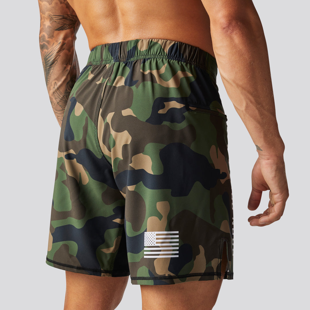 American Defender Short Tie 3.0 - Tactical Neckwear for Outdoor Adventures (Woodland Camo) | Perfect for Hunting, Airsoft & Military Enthusiasts