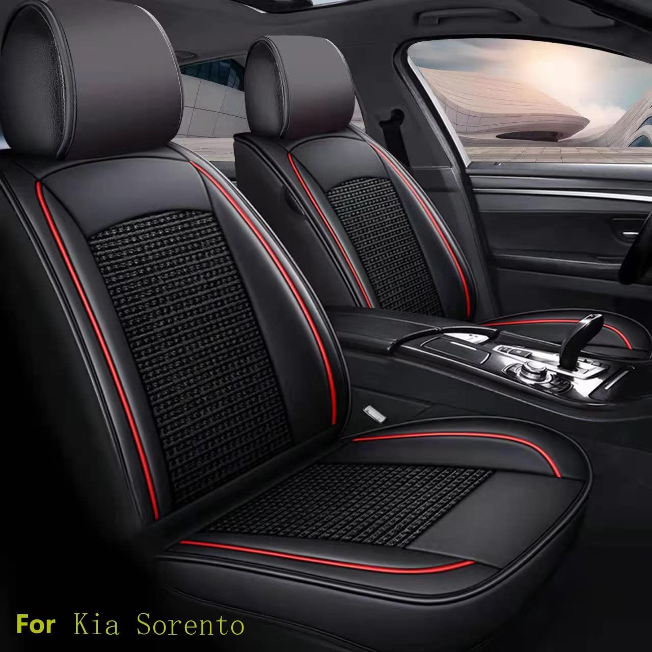 COVER ERA Summer Car Seat Covers for Kia Sorento 2007-2022 - Breathable Ice Silk & Leather Seat Protectors | Heat Resistant, Easy Installation | Perfect for Road Trips & Daily Commute